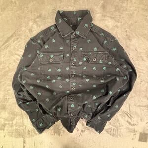 Drill Clothing Company Marijuana leaf pattern streetwear button up shirt mens S